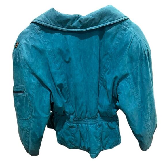 Vintage SKEA Turquoise 80’s Suede Lined Ski Jacket Women’s Puffy Shoulders Sz 8 - Picture 2 of 16